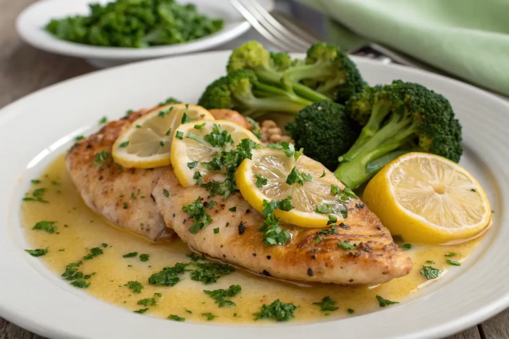 Delicious Chicken Limone served with lemon slices and parsley, showcasing the vibrant flavors of this easy chicken recipe.