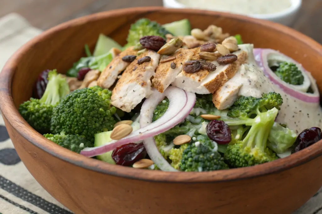 Chicken salad broccoli salad with fresh broccoli