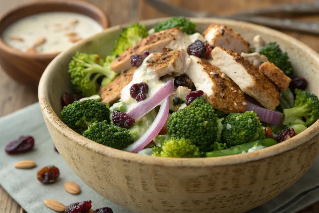 Chicken salad broccoli salad with fresh broccoli