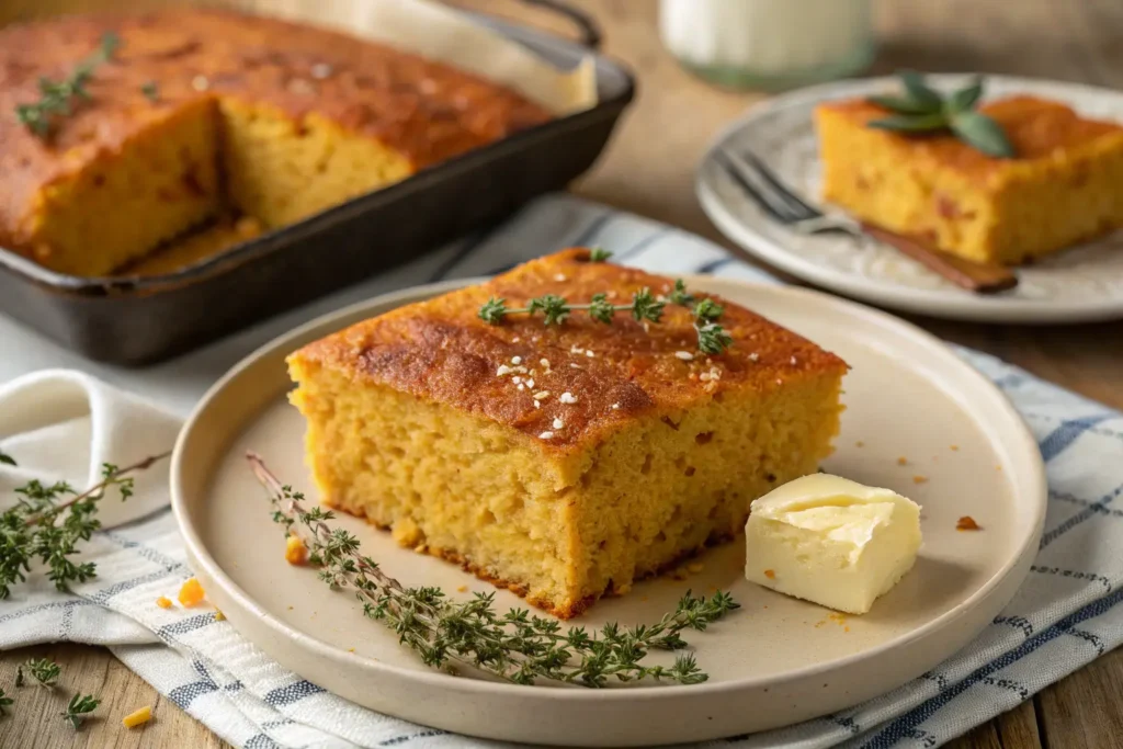 Delicious sweet potato cornbread recipe served on a plate