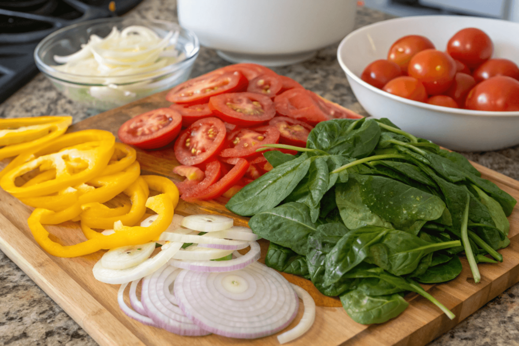 Fresh vegetables for omelette