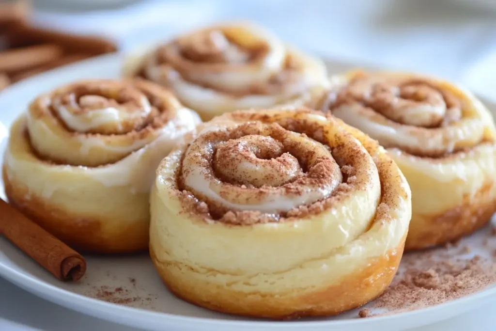 Delicious mini cinnamon rolls recipe with icing drizzled on top.