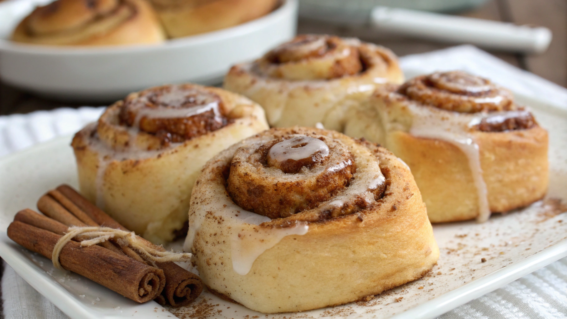 Delicious mini cinnamon rolls recipe with icing drizzled on top.