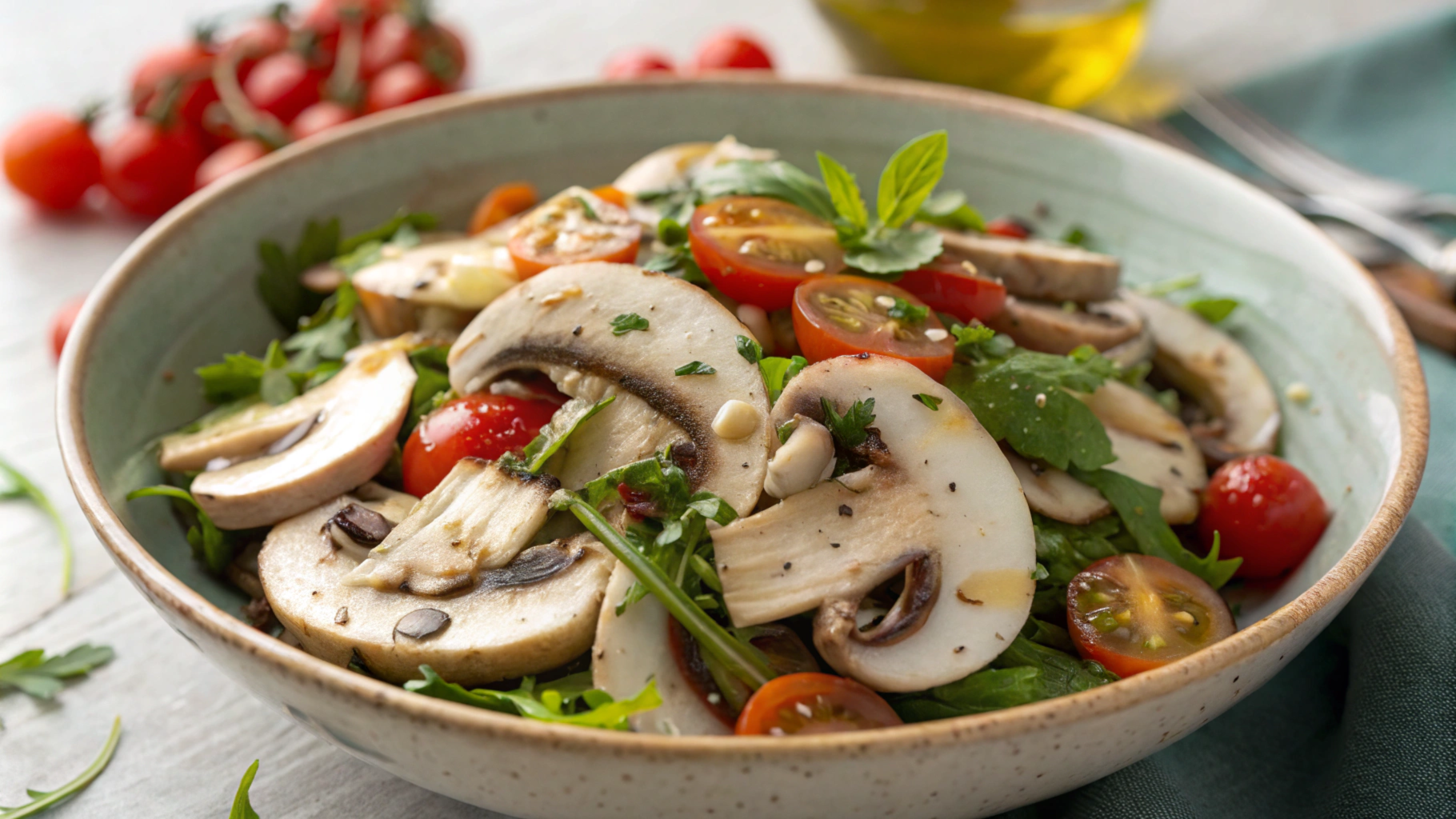 Delicious mushroom salad recipe with fresh ingredients