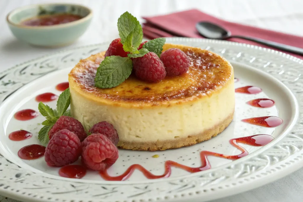 Creme brulee cheesecake with caramelized topping